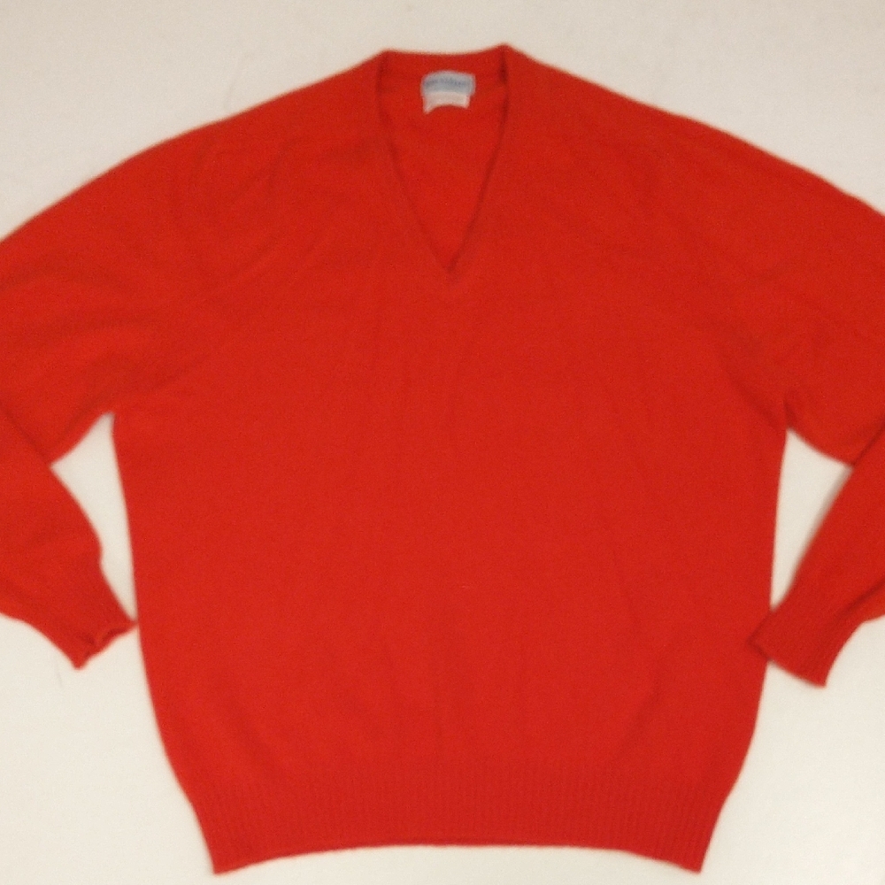 Scottish Cashmere V Neck Pullover Sweater Bright Red Bullock & Jones San Francis